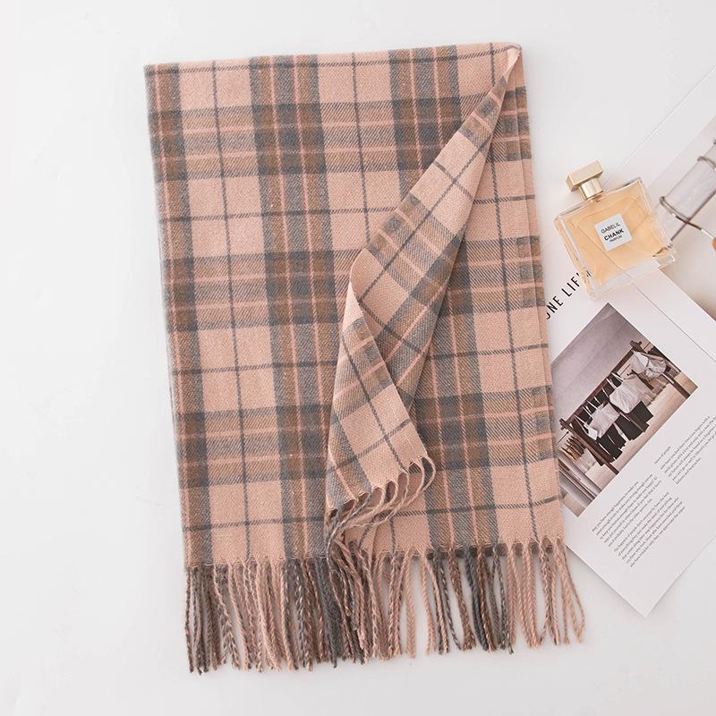 New imitation cashmere plaid scarf women's autumn and winter versatile couple warm scarf gift dual-purpose shawl