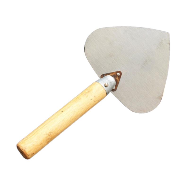 Manganese Steel Round Shovel Wooden Handle Plastering Coat Float Trowel Concrete Masonry Tools 33x17.5cm/12.99x6.89''