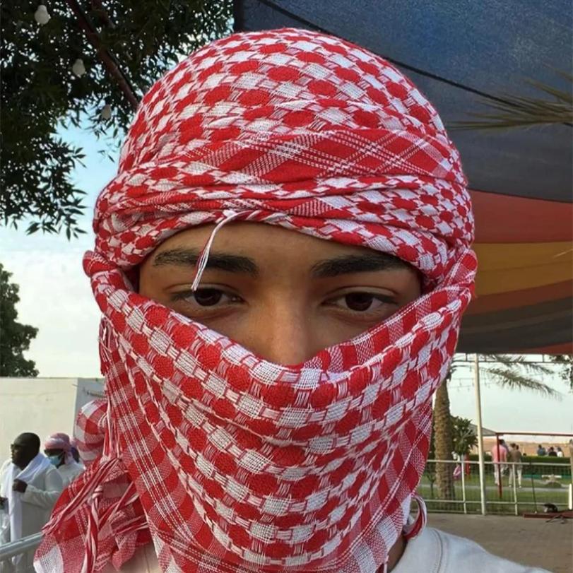 Etnický Keffiyeh Šátek na hlavu Třásně Arafat Hijáb Shemagh Šátek Arabský Kryt obličeje Prachotěsný Návlek na hlavu Muslimská Arabská Bandana Šála