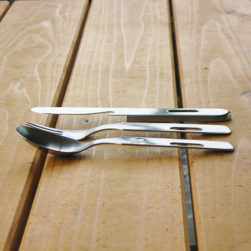 Nagao Camping and Outdoor Cutlery Set and Matte Includes Made In Japan Tsubame-Sanjo (3-Piece Set Knife, Spoon, Fork) - Polished, Case,