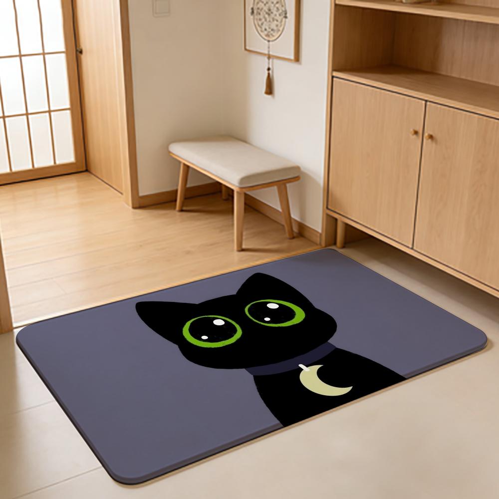 ANIME L-Little Kitty Big City Floor Mat Absorbent Floor Mat Non-Slip Entrance Rug for Bathrooms Restrooms and Toilets