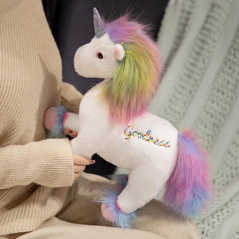 Kawaii Unicorn Dream Rainbow Unicorn Plush Toy with Wing Soft Stuffed Horse Pillow for Girl Birthday Gift Kid Toy Home Decor