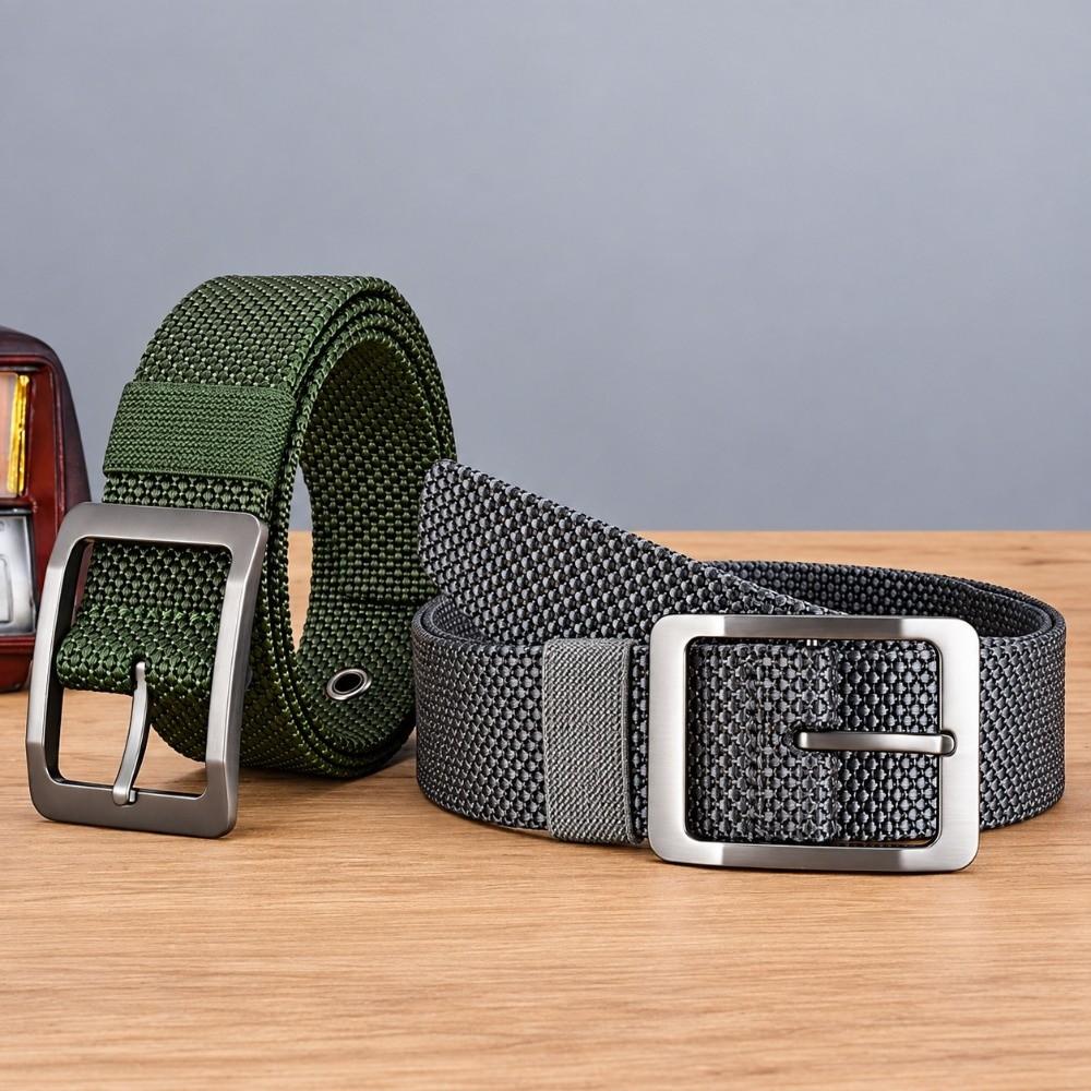 3.8cm Wide Woven Fabric Belt 120cm Length Casual Trouser Belt  For Jeans Trousers