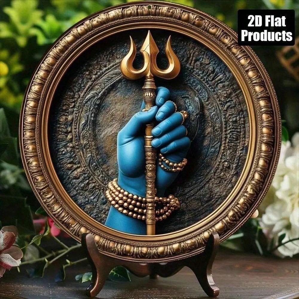 Metal Poster Wall Art Shiva Trishul Retro Indian God Home Decor