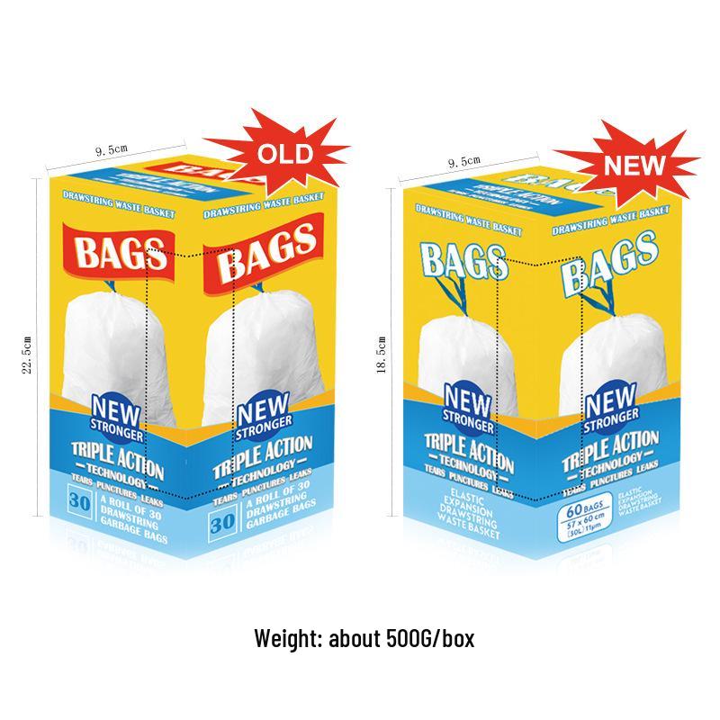 Large Thickened Automatic-Close Drawstring Garbage Bags for Household Use