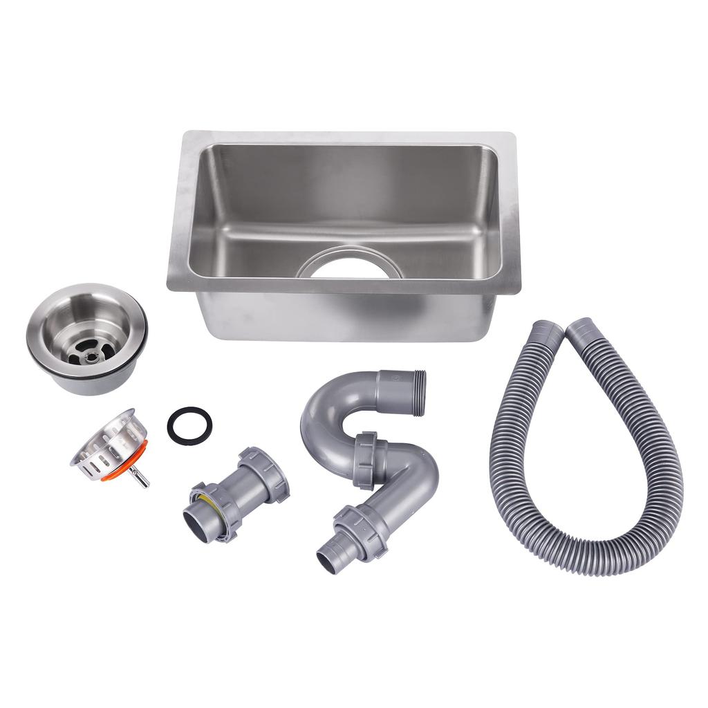 MGC JAPAN TRADE Stainless Steel Kitchen Sink, Easy-to-Use, for Food Stalls, BBQs, and Outdoor Use (34cm x 21cm (Square))