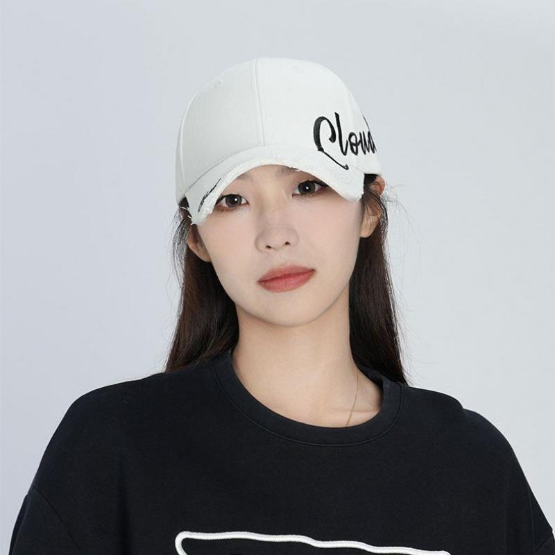 Hard Top Cap Women'S Spring And Summer Letters Big Head Circumference Hat Baseball Cap Sun Hat Men'S Trendy Embroidery