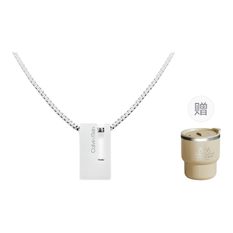 Calvin Klein Fashion Series Solid Color Design Steel Necklace Men s Silver 12528748 35100019-Silver F серебряный