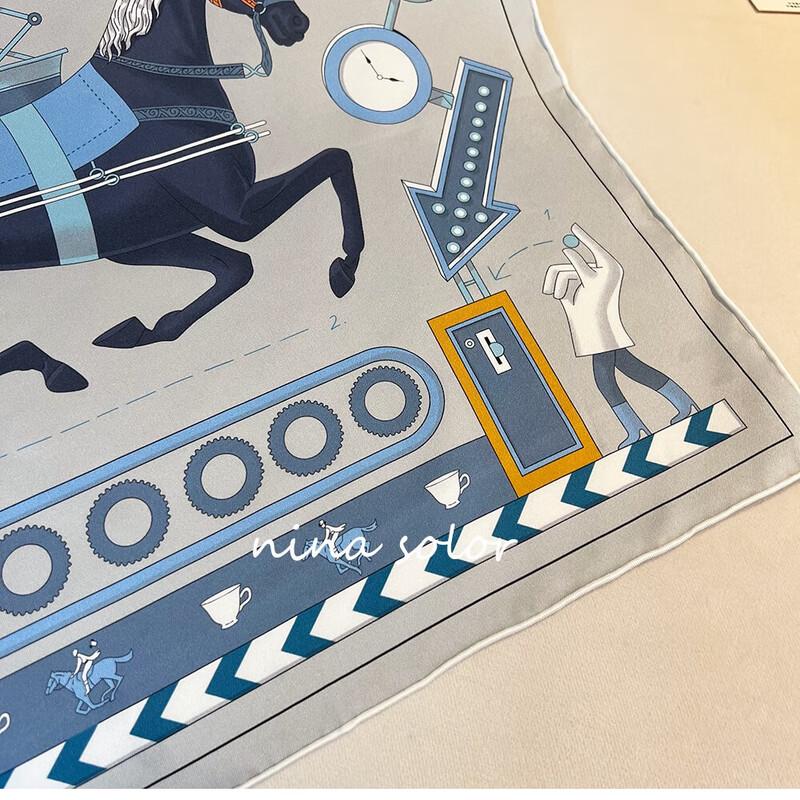 NINA SOLOR Playful Afternoon Tea Twill Silk Scarf