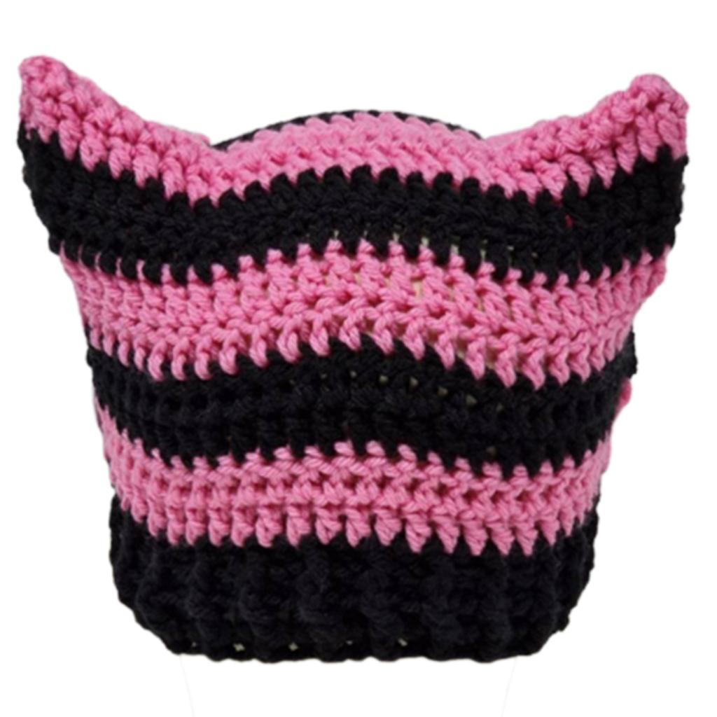 Fashion Beanie Hat for Women Girls Cat Ear Knit Hat Lovely Anime Skull Hat Y2K Moom Crochet Bonnet Hat Punk Headdress