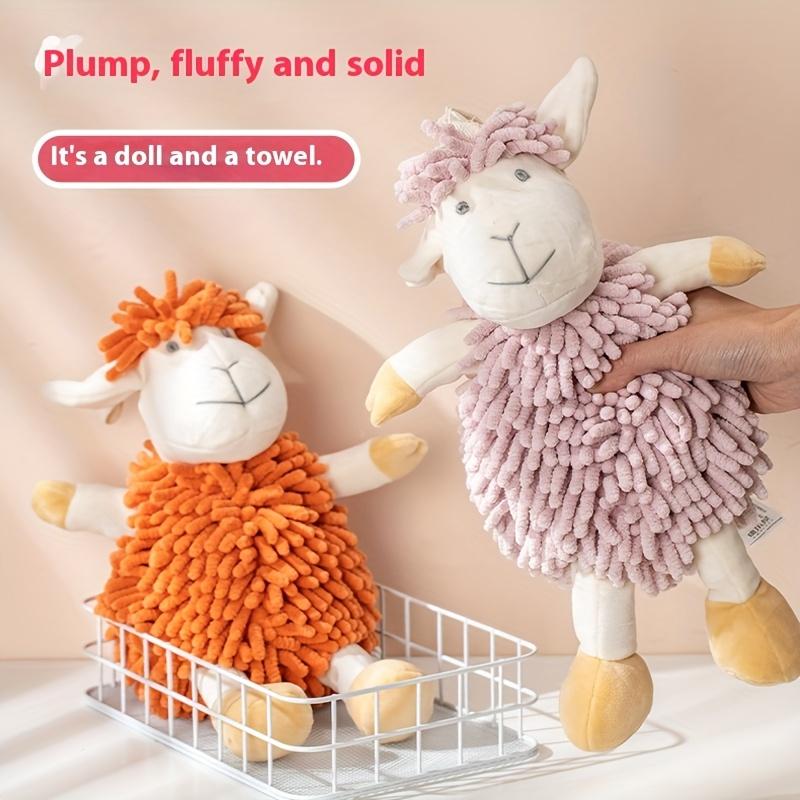 1pc Adorable Sheep-Shaped Hand Towel Soft Chenille High Absorbency Kitchen Bath Towel, Hanging Loop for Wall, Cute Plush Animal Decor for Modern Homes