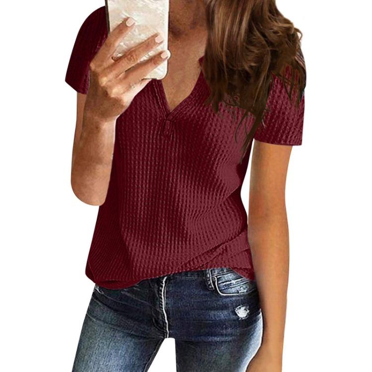 Women Casual Loose V Neck Short Sleeve Top Medium Long New Spring Summer