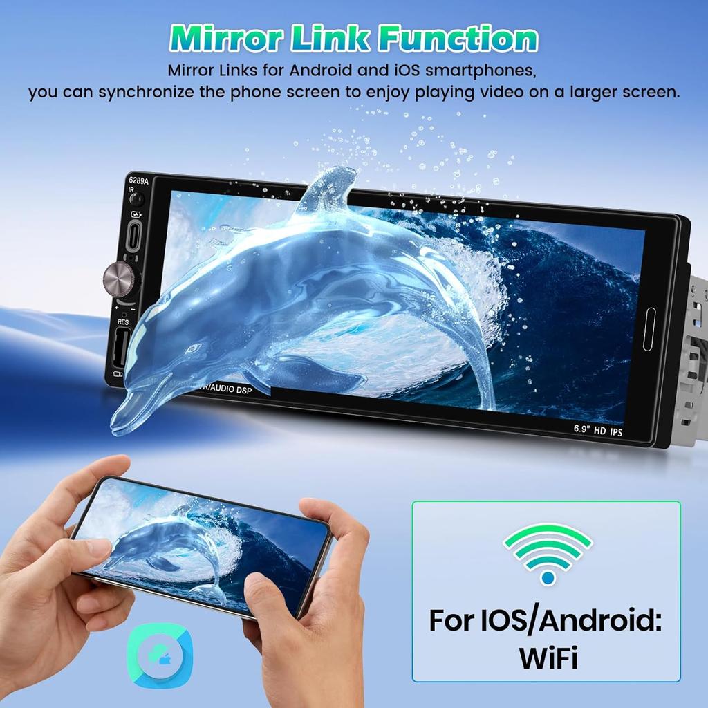 4+64G Car Radio for Toyota Corolla 2005-2012, 9' Touch Screen Android Auto CarPlay Bluetooth 5.0 1280*720