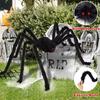 Halloween Big Plush Spider Horror Halloween Decoration Party Prop Outdoor Giant Spider Decor 30-200cm Chamber Prank Black Spider