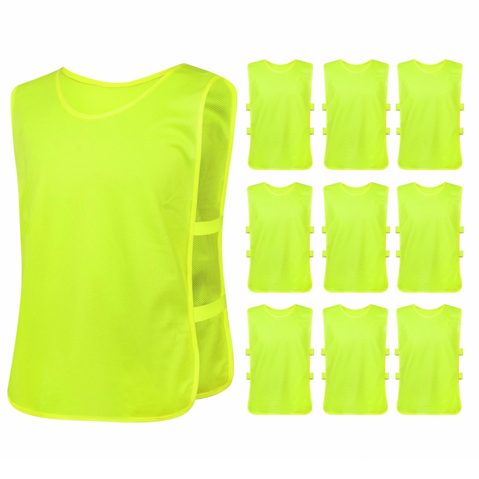 

[TOEPODO] Adult Bibs, 10-Pack, Soccer Bibs, Plain, Junior, Lightweight, Mesh, Breathable, Quick-Drying, Unisex, Suitable for Basketball, Soccer, Schoo