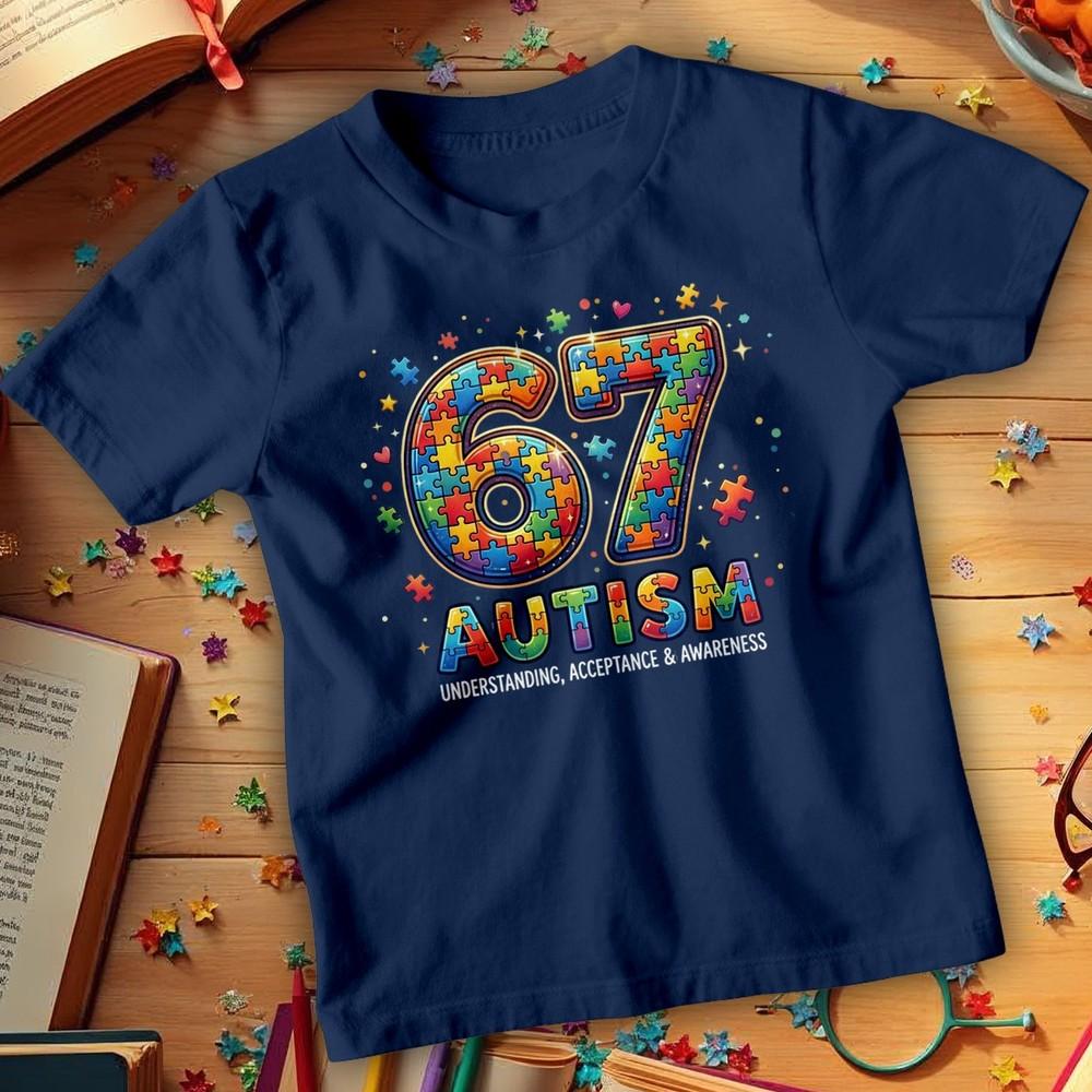 67 Six Seven Autism Awareness TShirt Funny Meme School Event Adults Kids Tee 2