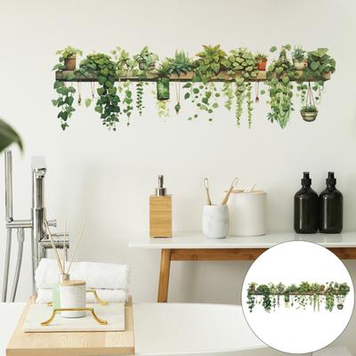 90x30CM Green Plants Wall Sticker Waterproof PVC Self-adhesive Modern Living Room Kids Bedroom Potted Plant Greenery Wall Art Decoration Decal