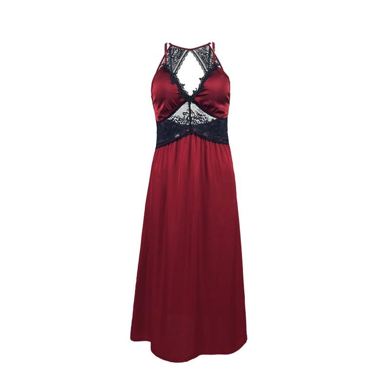 Sexy Ice Silk Satin Cami Nightgown Deep V Backless Long Slim Fit Skin-Friendly Pajamas 516 Silky Luxurious Sleepwear for Ultimate Comfort