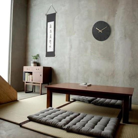 Nbdeal Wall Clock Radio-Controlled Silent Wooden Dial Analog Diameter 30cm Black DMZ-9573