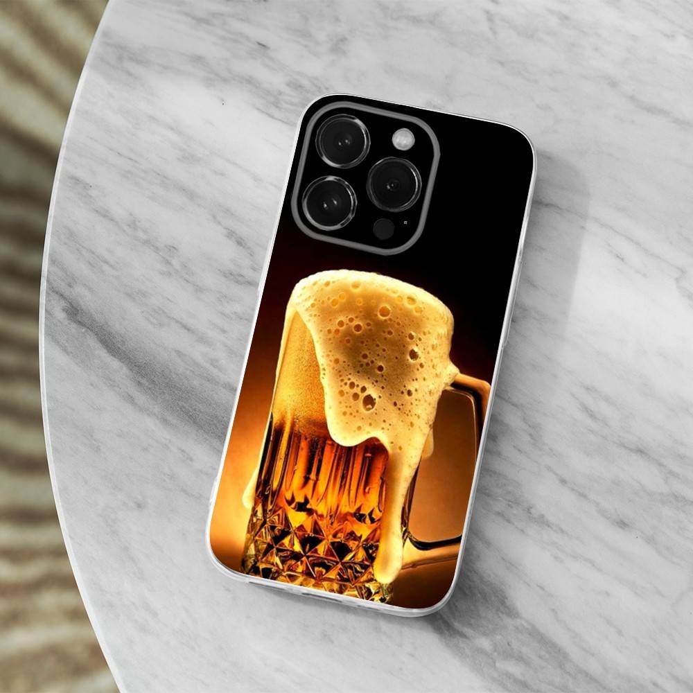 Alcohol Art Beer Case For iPhone 15,11,12,13,16,14,17,Pro,Max,Plus,SE,Mini,X,XS,XR, Transparent Soft Silicone