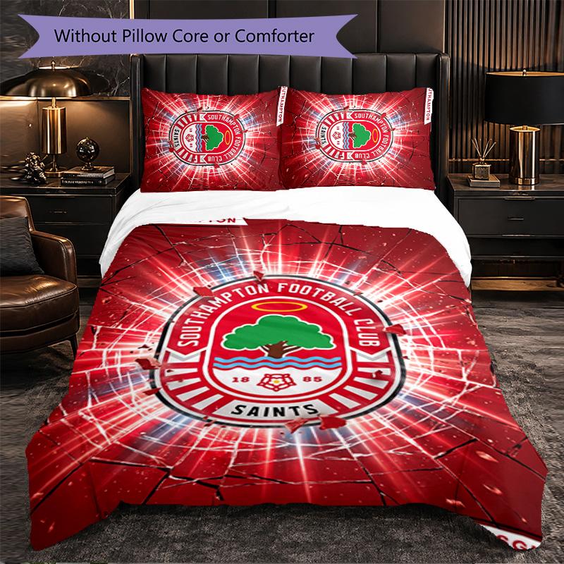 Southampton Football 3 Piece Bedding Set Soft Duvet Cover Set with Pillowcases Printed Bedroom Decor Set for Home