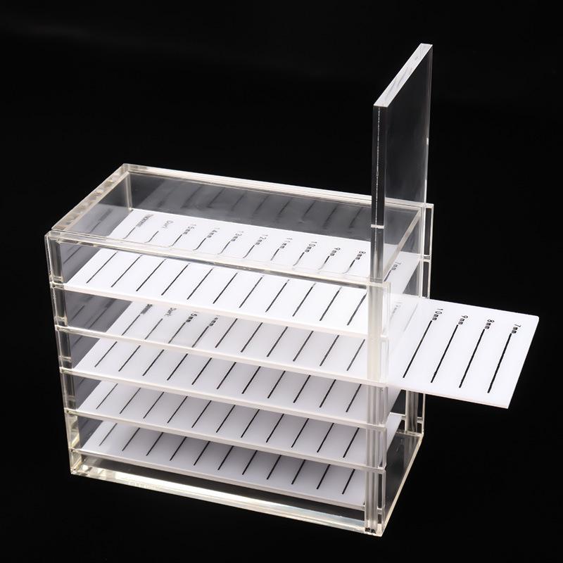 5-Layer Transparent Acrylic Eyelash Storage Box with Scale