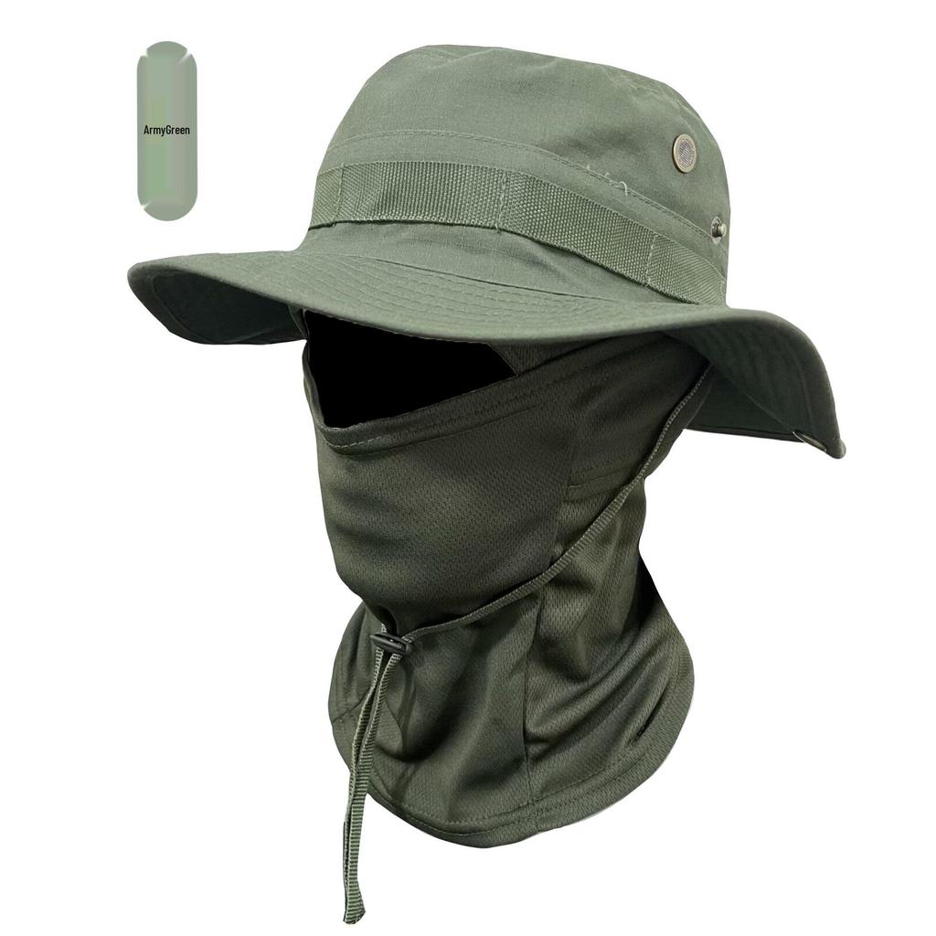 Větruodolná maskáčová sada čepice: Kulatá rybářská čepice s okrajem pro cestování v přírodě a horolezectví