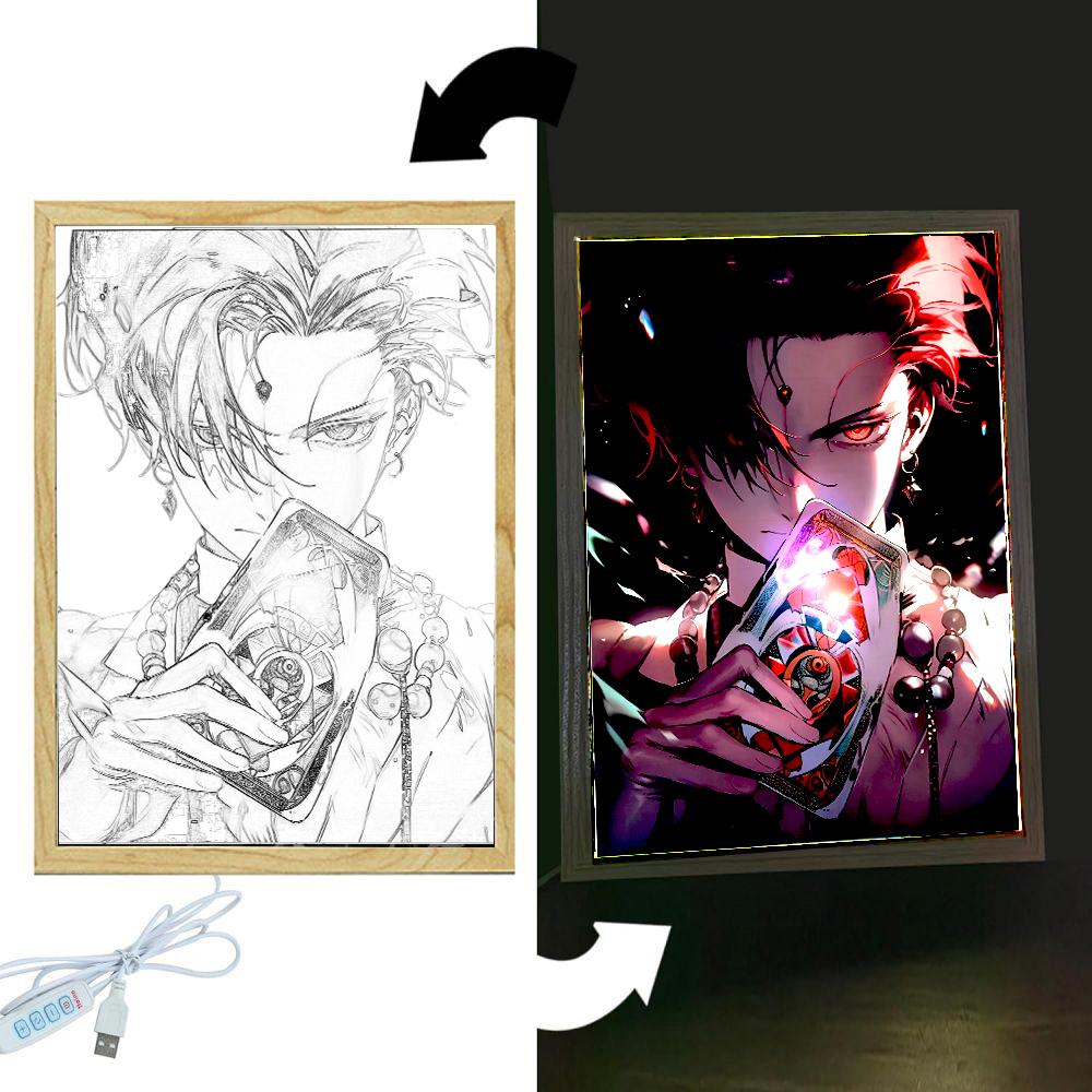 Anime Figure Hunter×Hunter Light Painting Photo Frame Killua Chrollo Action Figure Night Light Collection Toys Kid Birthday Gift