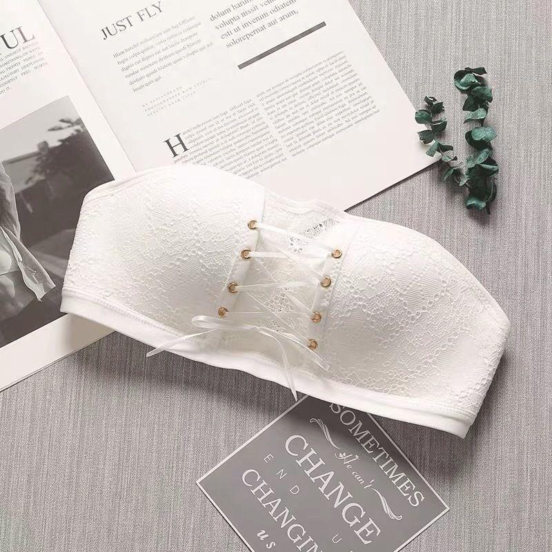 Viala B Lace Strapless Push-up Bra - No Underwire, Adjustable, Sexy Back Design Lingerie for Small Busts