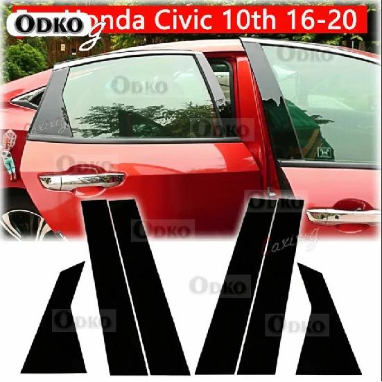 Car Stickers For Honda Civic 8/9/10Th 2006 2007- Glossy Black Door Window Pillar Posts Cover Trim Kits AUTO Accessories