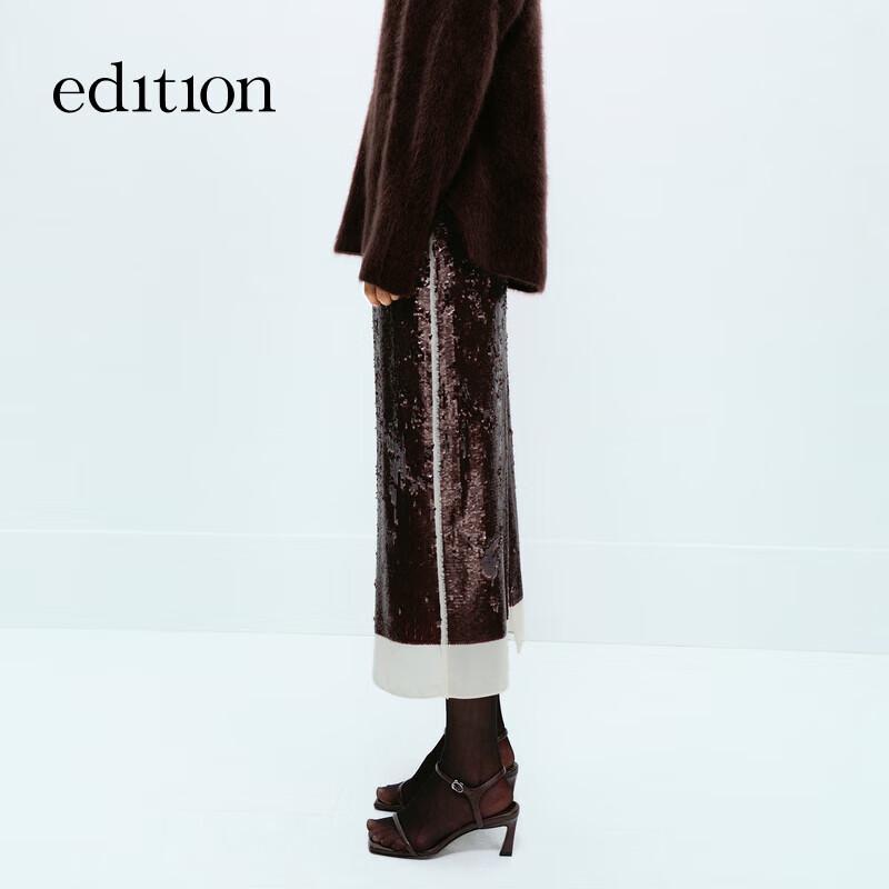 

Edition Women s Sequined Slit Maxi Skirt XS 155