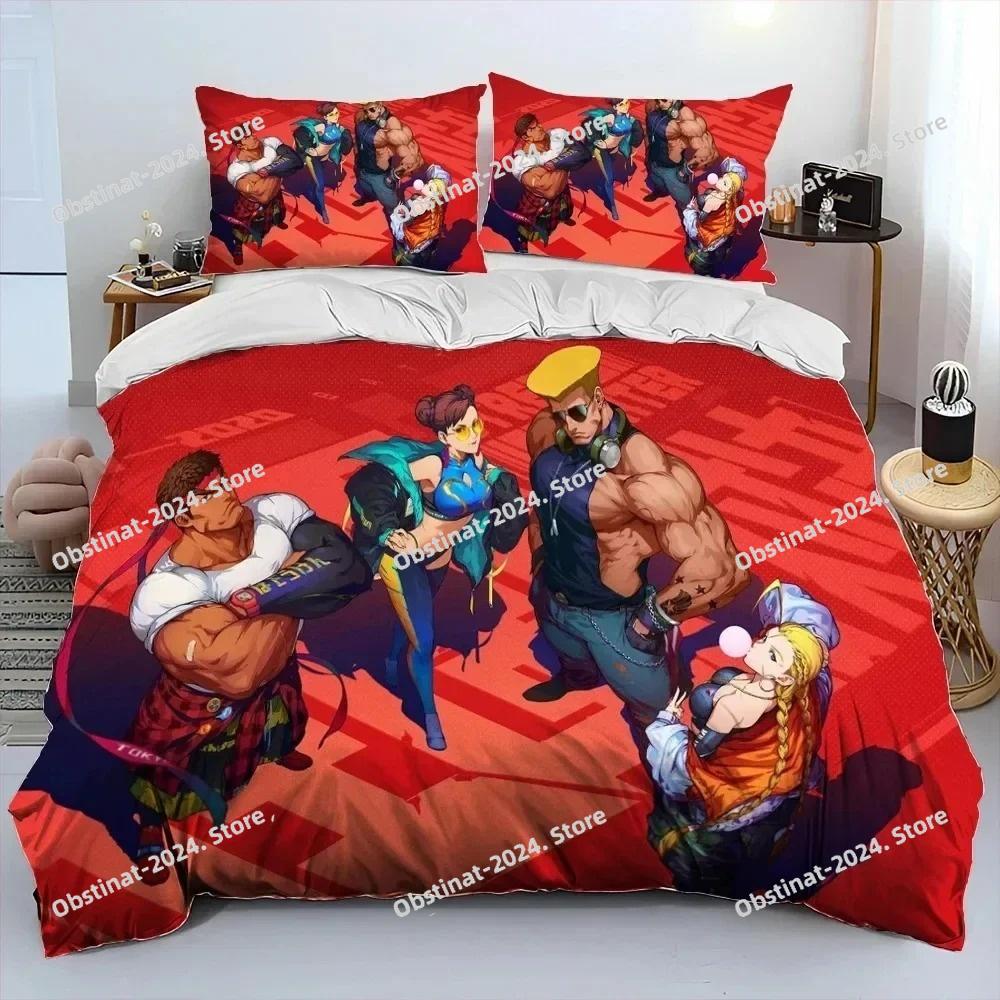 3D Street Fighter Retro Game Bedding Set Printed Bed Set Duvet Cover Sheet Pillowcase Bed Soft Quilt Cover Full Queen King Size