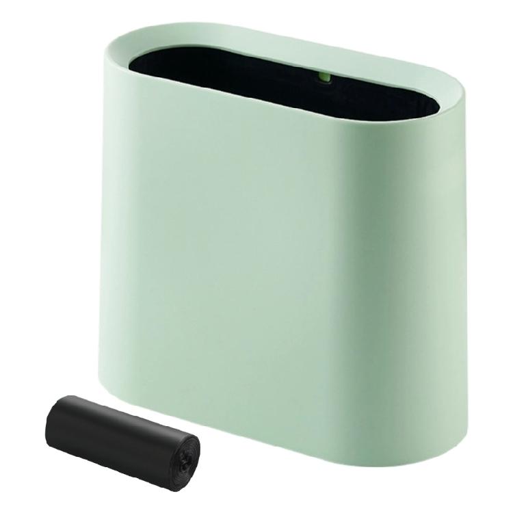 Waste Bin for Slim Spaces Lidless Plastic Build Includes Roll of Trash Bags Color Random Simple To Maintain