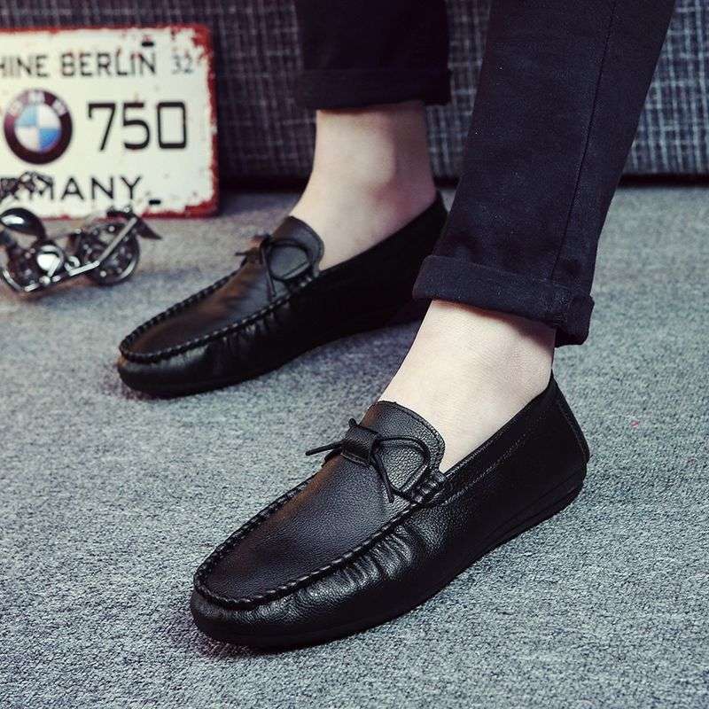 Doudou shoes men's new casual leather shoes men's breathable soft leather lazy shoes student pedal men's shoes driving shoes