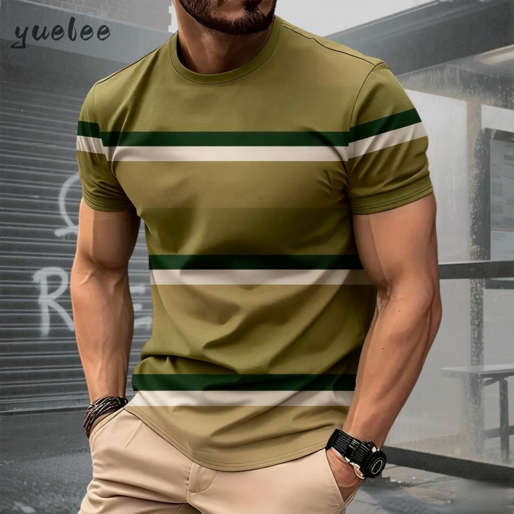 Summer Men's Classic Men's Fashion 3D Men's 3D Stripe Printed Short Sleeve T-shirt Plus Size Men's Clothing
