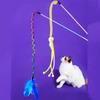 Cat Toy Feather Cats Stick Elastic Teaser Cat Toys Interactive Long Handle Cats Toy with Bell Spring Feather Toys for Cats Tease