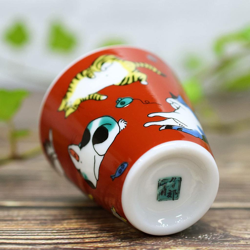 Washa No Kura Lucky Ochoko Sake Utensil Kutani Ware Cup Cup Cat Pottery Brand Japanese Tableware Choko Cup Made In Japan