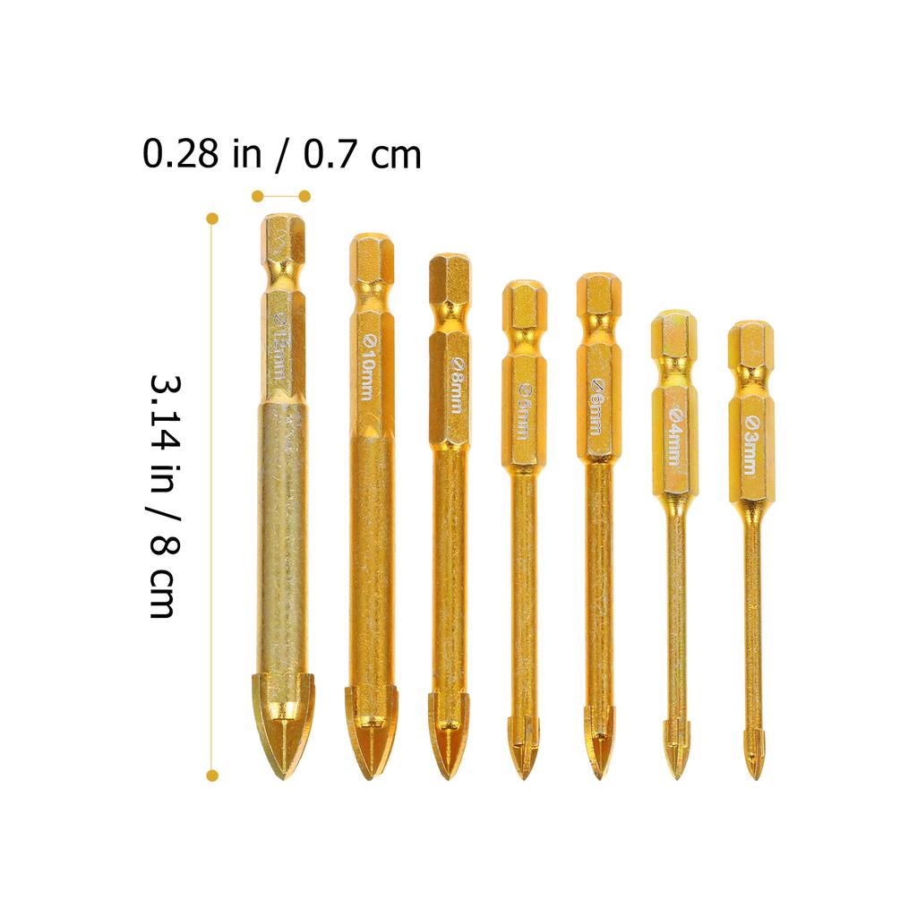 7 pcs Tile Drill Bits Ceramic Triangle Cemented Carbide Drilling Bits Wear Resistant Corrosion Proof For Glass Concrete Wood