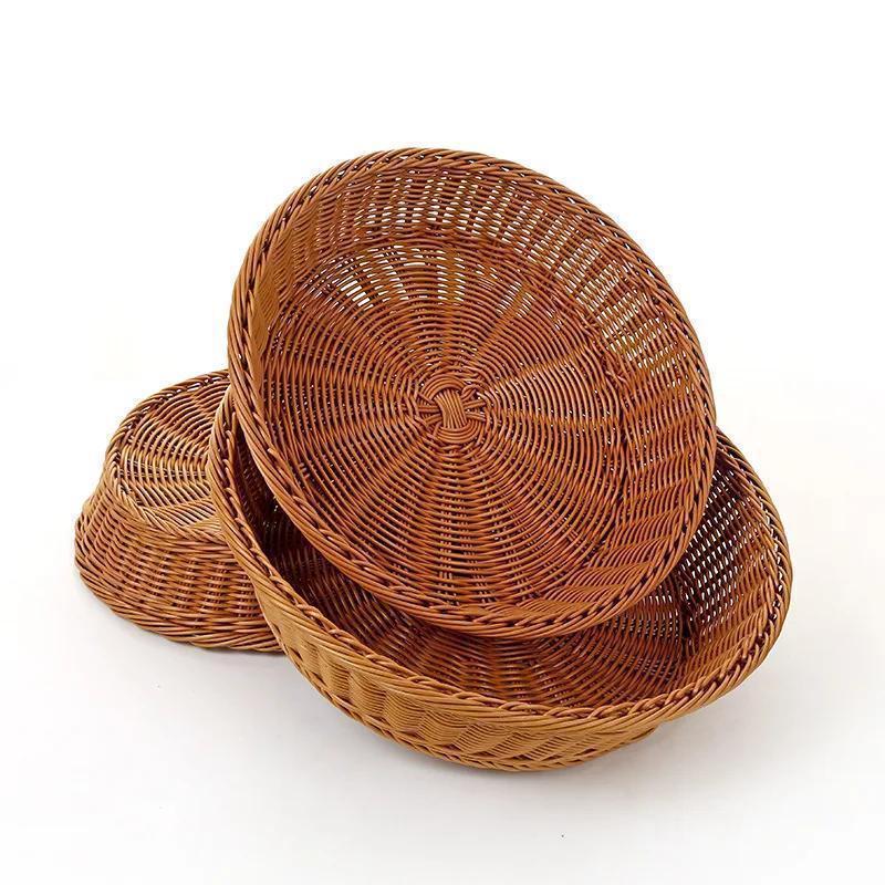 Rattan Fruit Basket Supermarket Display Basket Rattan Supermarket Fruit And Vegetable Basket Round Fruit Basket