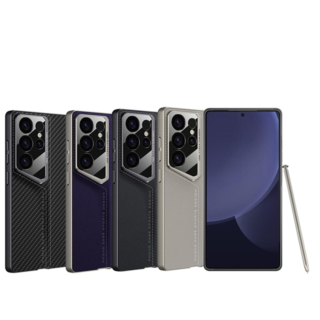 Samsung S25ultra Mobile Phone Case Suitable for S25Ultra Blade Plain Leather Protective Case Fashionable Anti Fall