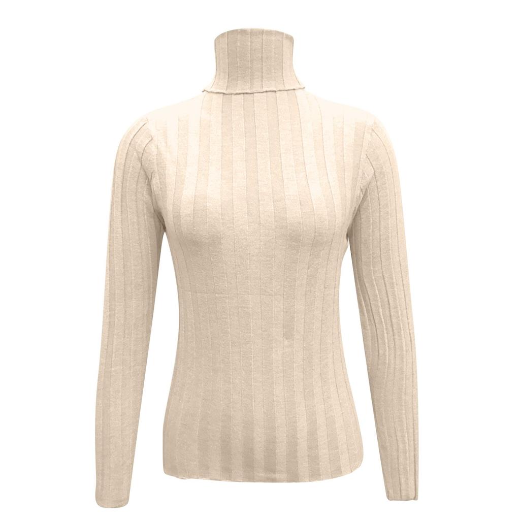 Women's Fashion Casual Solid Color Sweater Long Sleeve Slim Sweater Pullover Top