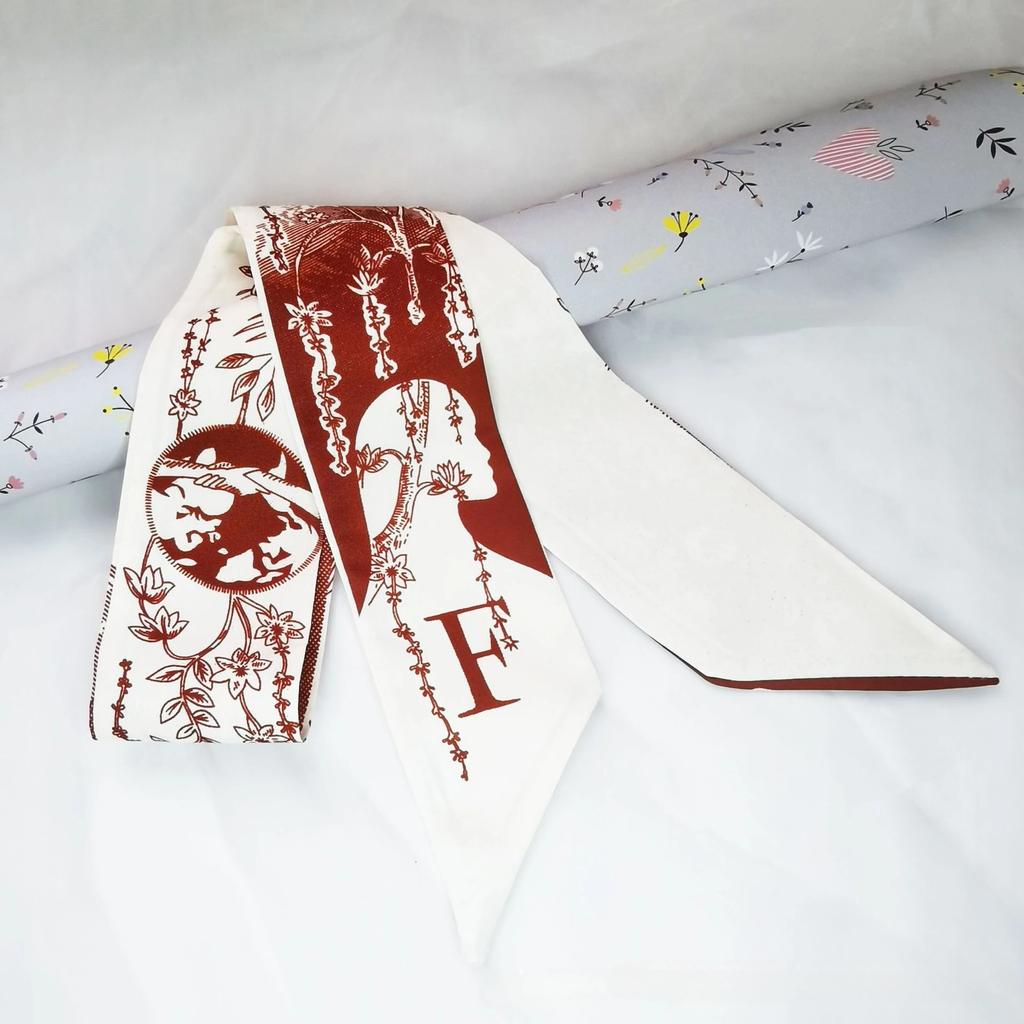 Fashion Skinny Scarf Women Luxury Letter Printing Tie Bag Handle Ribbon Hair Band Women's Headscarf New Lady Design Silk Scarves