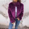 Autumn and Winter Women's Faux Fur High Neck Zipper Casual Top Jacket