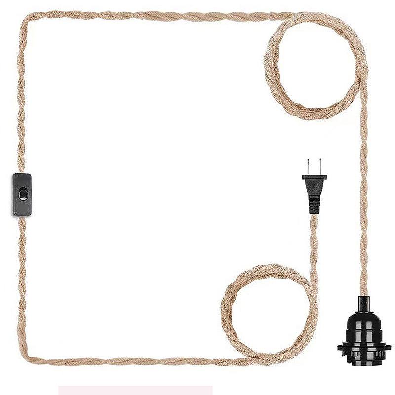

Power Cord Pendant Light 2M 2.5M 4M Hemp Rope Cables E26 E27 Lamp Holder EU Plug with Switch Wire Edison Bulb Socket Cord Hot 2 meters long&EU PLUG