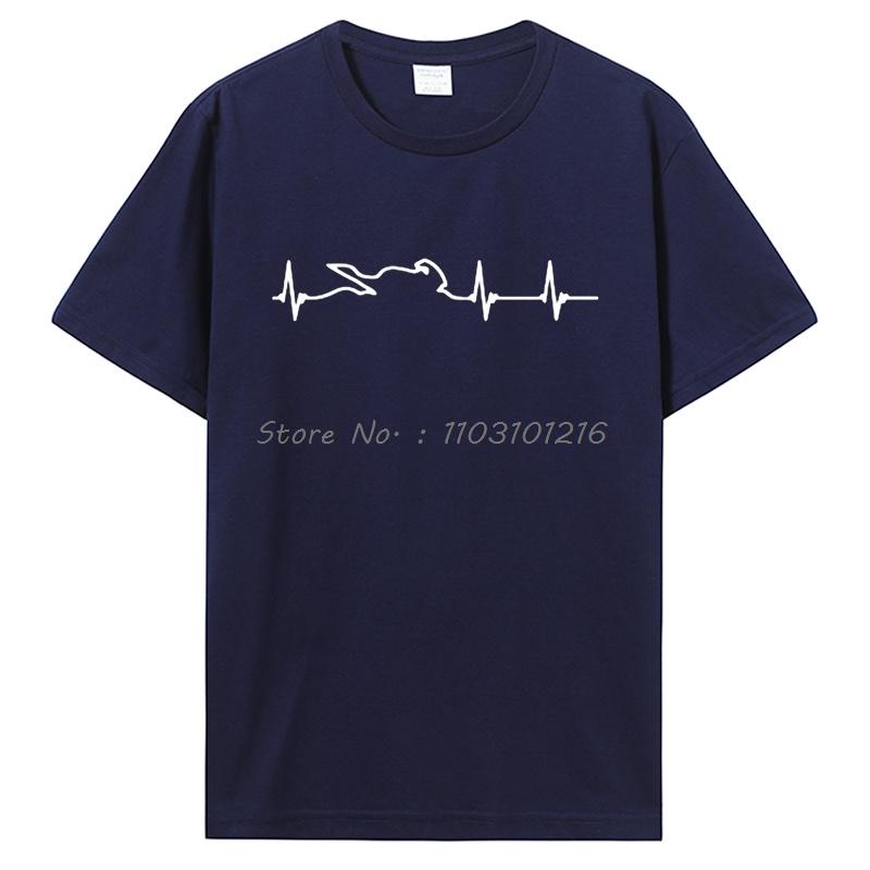 Heart Electrocardiogram Of Motorcycle Race Players T-shirt Summer Funny Cotton Male Oversized Tshirt Men's Clothing Tops