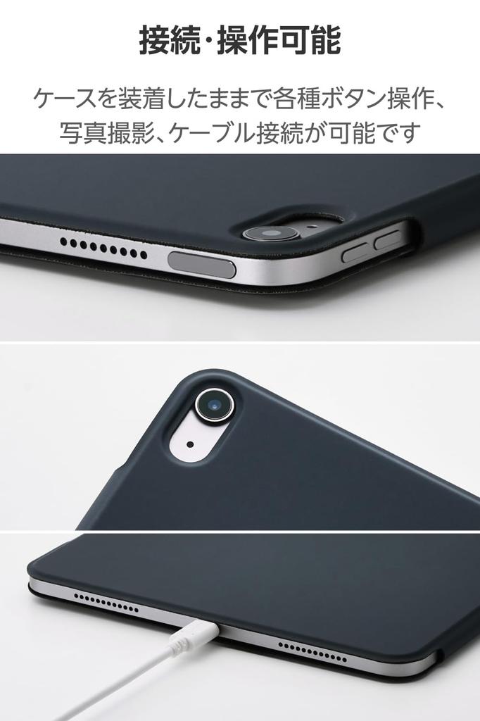 Elecom IPad Air Magnetic Soft Auto 11-inch (M3/M2) 10.9 (5th/4th Generation) Case, Cover, Leather, Sleep/Wake, Navy, TB-A25MWVPF2NV