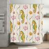 Seahorse Coral Shell Shower Curtain for Bathroom Decor Waterproof Fabric with Hooks Included (White)