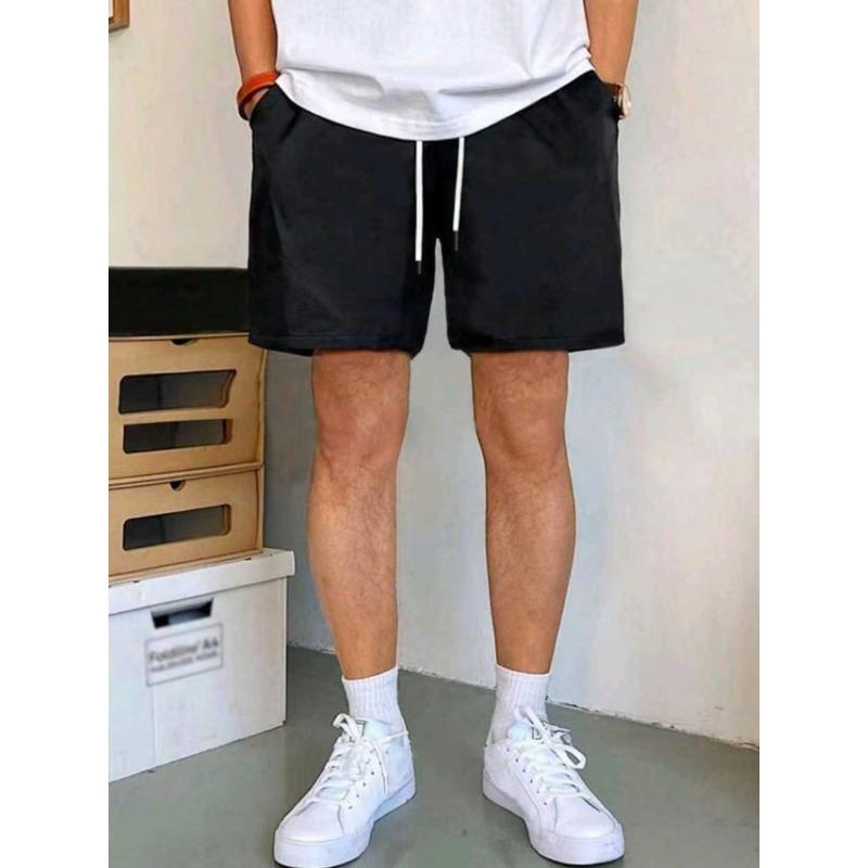 Men's Summer Solid White Casual Shorts Drawstring Waist Lightweight Beach Shorts
