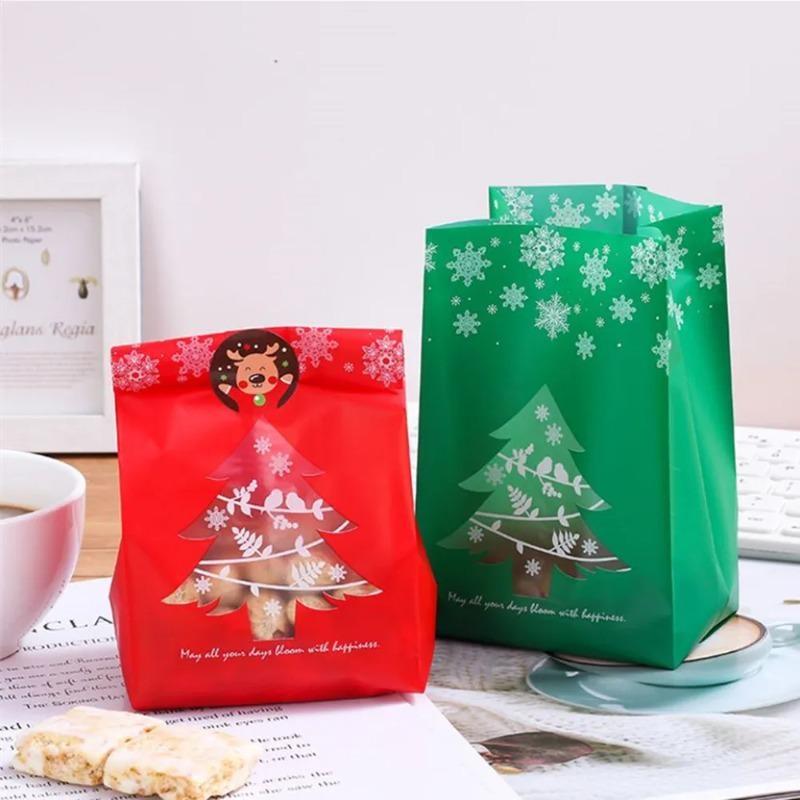 50ks Vločka Vánoční stromek Dárkové tašky Veselé Vánoce Pečení Obalová taška Cukrové krabičky Vánoční dekorace pro domov Navidad