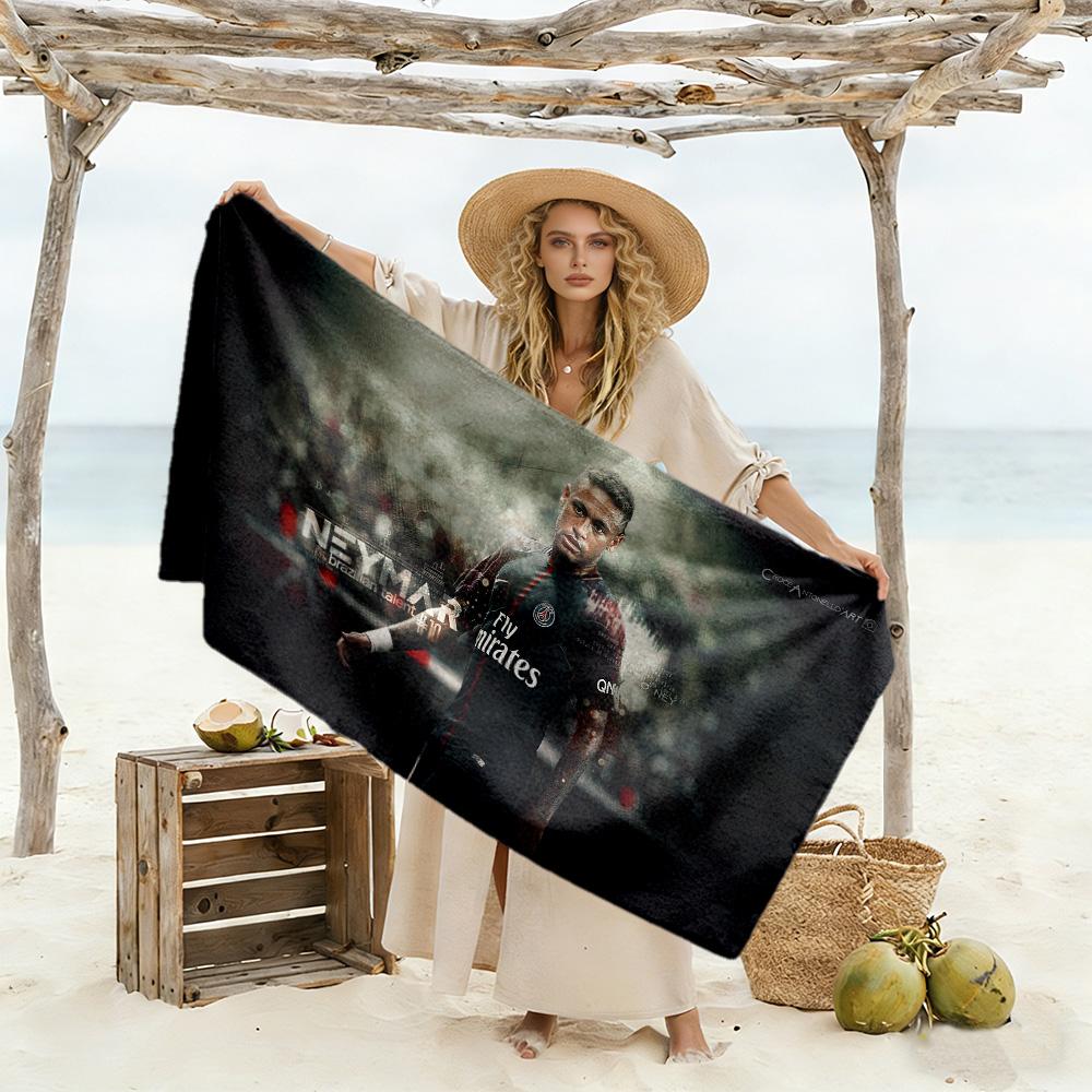 Neymar Psg Fly Emirates Beach Towel Super Soft Microfiber Quickdry Fabric Comfortable Lightweight Perfect for Traveling Yoga Camping and Swimming
